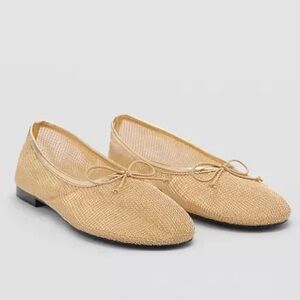 Mango Gold Mesh Ballet Flats 7.5